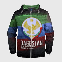 Ветровка с капюшоном мужская Дагестан - Кавказ Сила, цвет: 3D-белый
