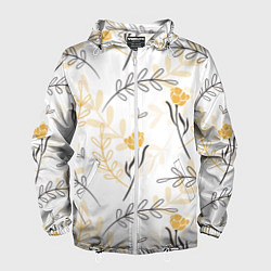 Ветровка с капюшоном мужская Рисованные Цветы, цвет: 3D-белый