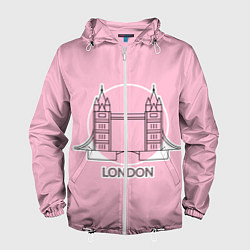Ветровка с капюшоном мужская Лондон London Tower bridge, цвет: 3D-белый
