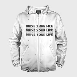 Ветровка с капюшоном мужская Drive Your Live, цвет: 3D-белый