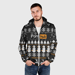 Ветровка с капюшоном мужская Christmas PornHub, цвет: 3D-белый — фото 2