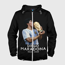 Ветровка с капюшоном мужская Diego Maradona, цвет: 3D-белый