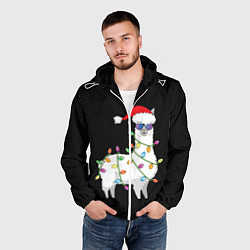 Ветровка с капюшоном мужская Рождественская Лама, цвет: 3D-белый — фото 2