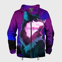 Ветровка с капюшоном мужская Сказочный волк, цвет: 3D-черный