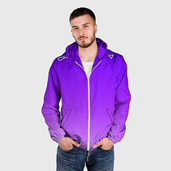 Ветровка с капюшоном мужская Фиолетовый космос, цвет: 3D-белый — фото 2