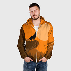 Ветровка с капюшоном мужская Оранжевый закат, цвет: 3D-белый — фото 2