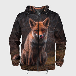 Ветровка с капюшоном мужская Хищная лисица, цвет: 3D-черный