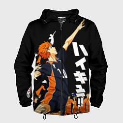 Ветровка с капюшоном мужская ВОЛЕЙБОЛ!! HAIKYUU!!, цвет: 3D-черный