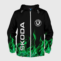 Ветровка с капюшоном мужская SKODA, цвет: 3D-белый