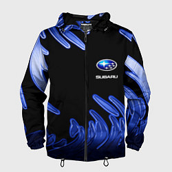 Ветровка с капюшоном мужская Subaru, цвет: 3D-черный