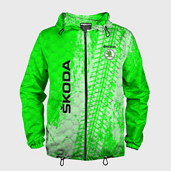 Ветровка с капюшоном мужская SKODA, цвет: 3D-черный