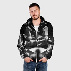 Ветровка с капюшоном мужская Шахматы, цвет: 3D-белый — фото 2