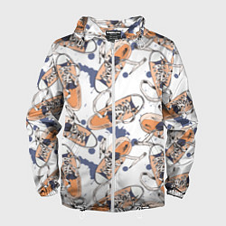 Ветровка с капюшоном мужская Кеды Sneakers, цвет: 3D-белый