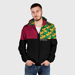 Ветровка с капюшоном мужская Гию Томиока Kimetsu no Yaiba, цвет: 3D-черный — фото 2