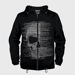 Ветровка с капюшоном мужская Череп из текста, цвет: 3D-черный