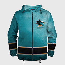 Ветровка с капюшоном мужская San Jose Sharks, цвет: 3D-черный