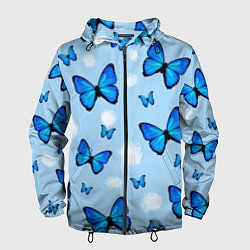 Ветровка с капюшоном мужская Бабочки Моргенштерна, цвет: 3D-черный