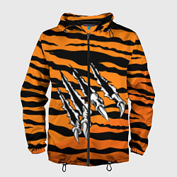 Ветровка с капюшоном мужская След от когтей тигра, цвет: 3D-черный