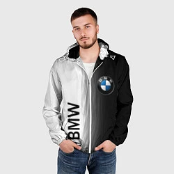 Ветровка с капюшоном мужская Black and White BMW, цвет: 3D-белый — фото 2