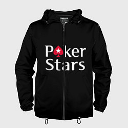 Ветровка с капюшоном мужская Poker Stars, цвет: 3D-черный