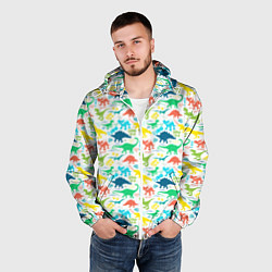 Ветровка с капюшоном мужская DINOSAUR, цвет: 3D-белый — фото 2