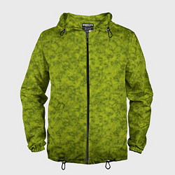 Ветровка с капюшоном мужская Зеленый мраморный узор, цвет: 3D-черный