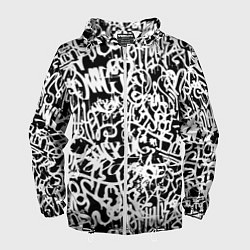 Мужская ветровка Graffiti white on black