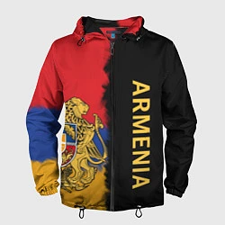 Ветровка с капюшоном мужская Armenia Flag and emblem, цвет: 3D-черный