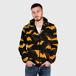 Ветровка с капюшоном мужская ЛЕТУЧИЕ МЫШИ НОЧЬ ХЕЛЛОУИН HALLOWEEN NIGHT BATS, цвет: 3D-черный — фото 2