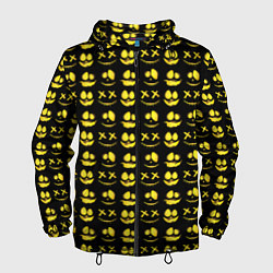 Ветровка с капюшоном мужская Прикольные смайлы Хэллоуин Halloween, цвет: 3D-черный