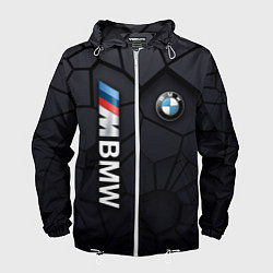 Ветровка с капюшоном мужская BMW sport 3D плиты 3Д плиты, цвет: 3D-белый