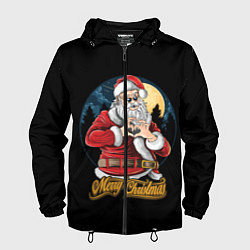 Ветровка с капюшоном мужская Дед Мороз с Любовью, цвет: 3D-черный