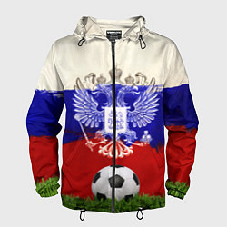Ветровка с капюшоном мужская Российский футбол, цвет: 3D-черный
