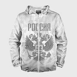 Ветровка с капюшоном мужская Герб России, цвет: 3D-белый