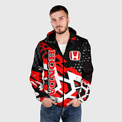 Ветровка с капюшоном мужская Honda Хонда, цвет: 3D-черный — фото 2
