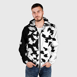 Ветровка с капюшоном мужская Черно-белый камуфляж, цвет: 3D-черный — фото 2