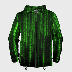 Ветровка с капюшоном мужская Матрица двоичный код, цвет: 3D-черный