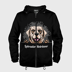 Ветровка с капюшоном мужская Лабрадор-Ретривер Labrador Retriever, цвет: 3D-черный