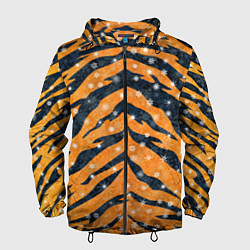 Ветровка с капюшоном мужская Новогодняя шкура тигра, цвет: 3D-черный