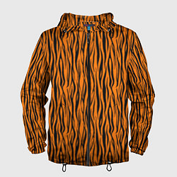 Ветровка с капюшоном мужская Тигровые Полосы, цвет: 3D-черный