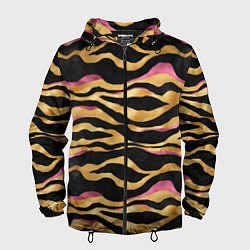 Ветровка с капюшоном мужская Тигровый окрас Gold Pink, цвет: 3D-черный