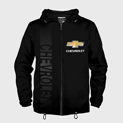 Ветровка с капюшоном мужская Chevrolet, Chevrolet Боковая полоса, цвет: 3D-черный
