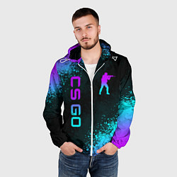 Ветровка с капюшоном мужская CS GO NEON SYMBOL STYLE SKIN КС ГО НЕОН, цвет: 3D-белый — фото 2