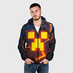 Ветровка с капюшоном мужская ОГНЕННЫЙ КРИПЕР 3D ПЛИТЫ FIRE CREEPER, цвет: 3D-черный — фото 2