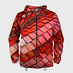 Ветровка с капюшоном мужская Красная спартаковская чешуя, цвет: 3D-черный