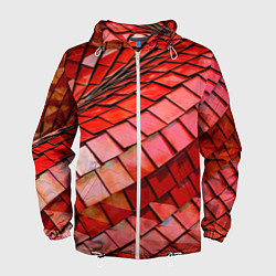 Ветровка с капюшоном мужская Красная спартаковская чешуя, цвет: 3D-белый