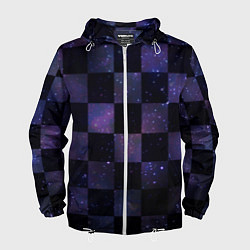 Ветровка с капюшоном мужская Space Neon Chessboard, цвет: 3D-белый