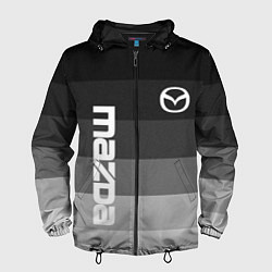 Ветровка с капюшоном мужская Мазда, Mazda, Серый градиент, цвет: 3D-черный