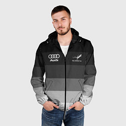 Ветровка с капюшоном мужская Audi, Ауди Серый градиент, цвет: 3D-черный — фото 2