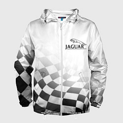 Ветровка с капюшоном мужская Jaguar, Ягуар Финишный флаг, цвет: 3D-белый